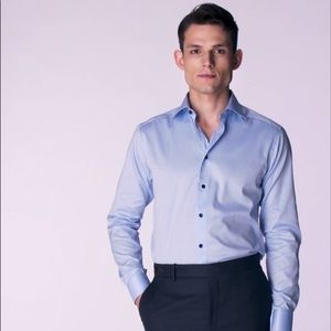 Men's ETON blue twill shirt size 42 slim fit